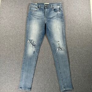 Levis 721 High Rise Skinny Jeans Womens 32 Blue Distressed Ripped Denim Pants